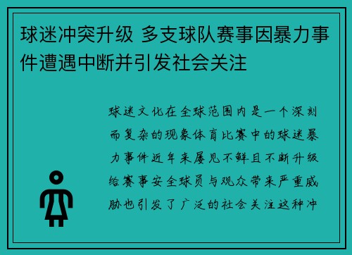 球迷冲突升级 多支球队赛事因暴力事件遭遇中断并引发社会关注